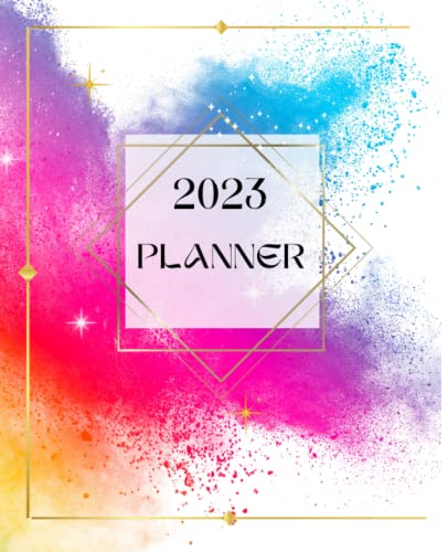 Paperback planner 2023 with all months on different pages, monthly calendar, affirmation, gratitude, to do list, notes, to write your goals, 162 pages rainbow cover 7.5x9.25 inch
