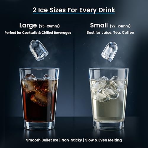 Image of Kilig H01BS WiFi Ice Maker Machine Countertop, 9 Bullet Ice Cubes in 6 Minutes, Portable Ice Maker with Self-Cleaning, Scoop Basket for Home Kitchen Office Party, Black