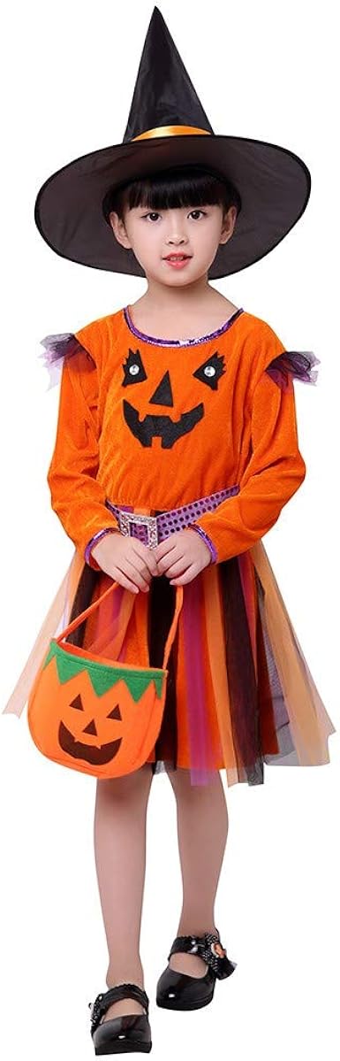 Amazon Co Jp コスプレ 子供 ロングスカート ウィッチ コスチューム 魔女 長袖 子ども かわいい ハロウィン 衣装 キッズ 仮装 こども ハロウィン 衣装 子供 ハロウィン 衣装 女の子 パンプキン かぼちゃ 仮装 撮影記念 パーティ セット おもちゃ