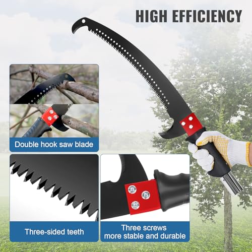 Image of Manual Pole Saw 27ft Extendable Tree Pruner Manual Branches Trimmer Tree Branch Garden Tools Loppers Hand Pole Saws with Lightweight 8 Fiberglass Handles, for Pruning Palms and Shrubs