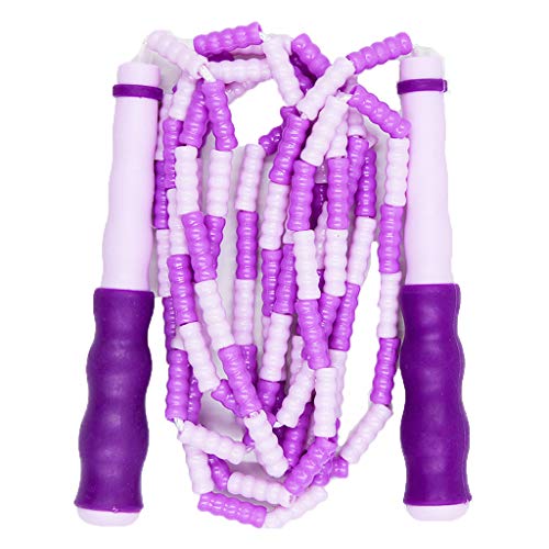 Jump Rope Adjustable Length Jumping Rope for Kids Adult Soft Beaded Skipping Rope for Exercise Home Workout Equipment (9.8 feet, Purple)