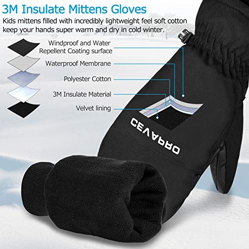 Cevapro Winter Gloves for Kids Mittens Warm Snow Gloves Waterproof Touchscreen Gloves for Boys,Girls - Thumbnail 4