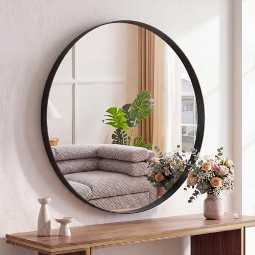 DUMOS Round Wall Mirror 28 Inch Bathroom Wall Circle Mirror