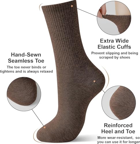 Image of J-BOX Women Cotton Crew Socks - Soft Comfort Dress Socks for Business & Casual, Above Ankle Wear,6 Pairs, size 6-12
