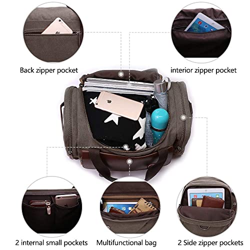 Duffle Bag Weekender Duffel Bag for Men and Women,Canvas Duffel Vintage Canvas Weekender Bag Travel Bag Sports Duffel with Shoulder Strap4
