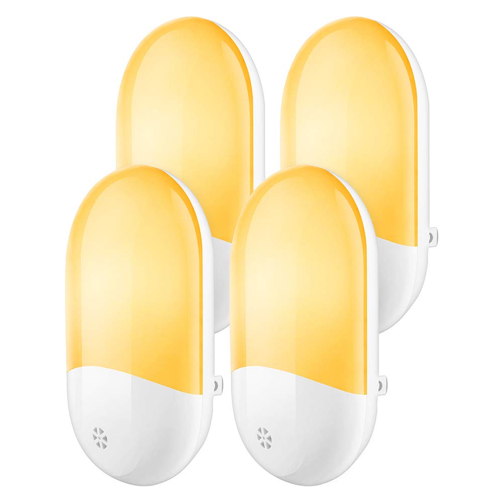 La luz del Sensor Movimiento, US Socket Plug-in Night Lights, On/Off automático Caliente lámparas luz Blanca, LED energéticamente eficiente, niños, Pasillo, baño, Escaleras (Paquete de 4)