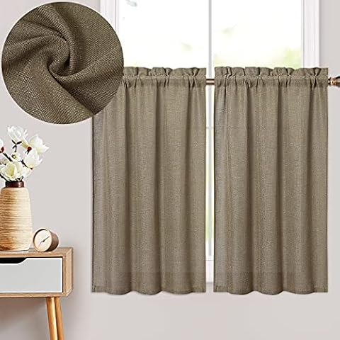 CAROMIO Linen Blend Kitchen Curtains, 36 Inch Cover