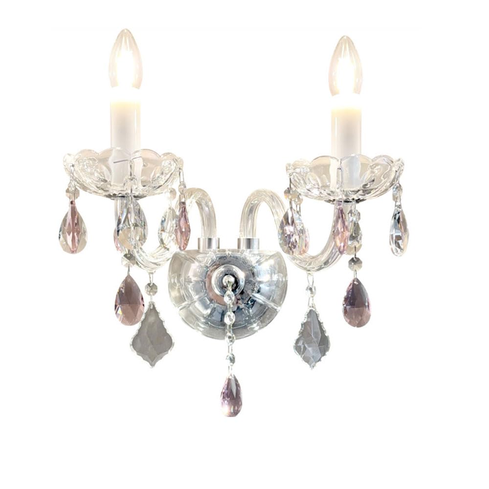 SXSCARKX French Crystal Wall Sconce Light With Candle Shape 1/2-Light Glass Mounted Lamp Modern Fixtures For Bedroom Living Room Vintage Sconces Bedside Kids