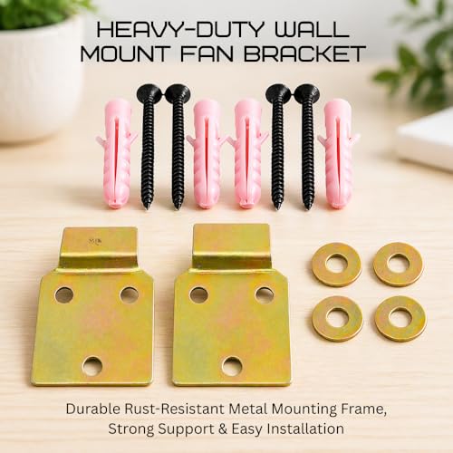 Image of Heavy-Duty Wall Mount Fan Bracket | Universal Fan Wall Holder Compatible with All Brands | Durable & Rust-Resistant Mounting Frame ( FC - 1-Pack of 2)