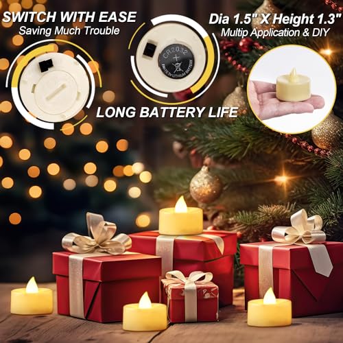 Image of BEICHI Flameless Candles, 100Pack Battery Operated Candle, LED Tea Lights Candles Battery Operated, Flickering Fake Votives for Wedding Party Home Decor- Warm White, Ivory Base