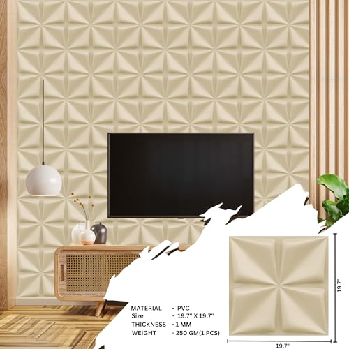 Image of Kayra Decor 3D Wall Panel PVC Bloom Design, White Tail Color 19.7 inch x 19.7 inch (Pack of 18) - Covers 48.51 Sq. Ft.
