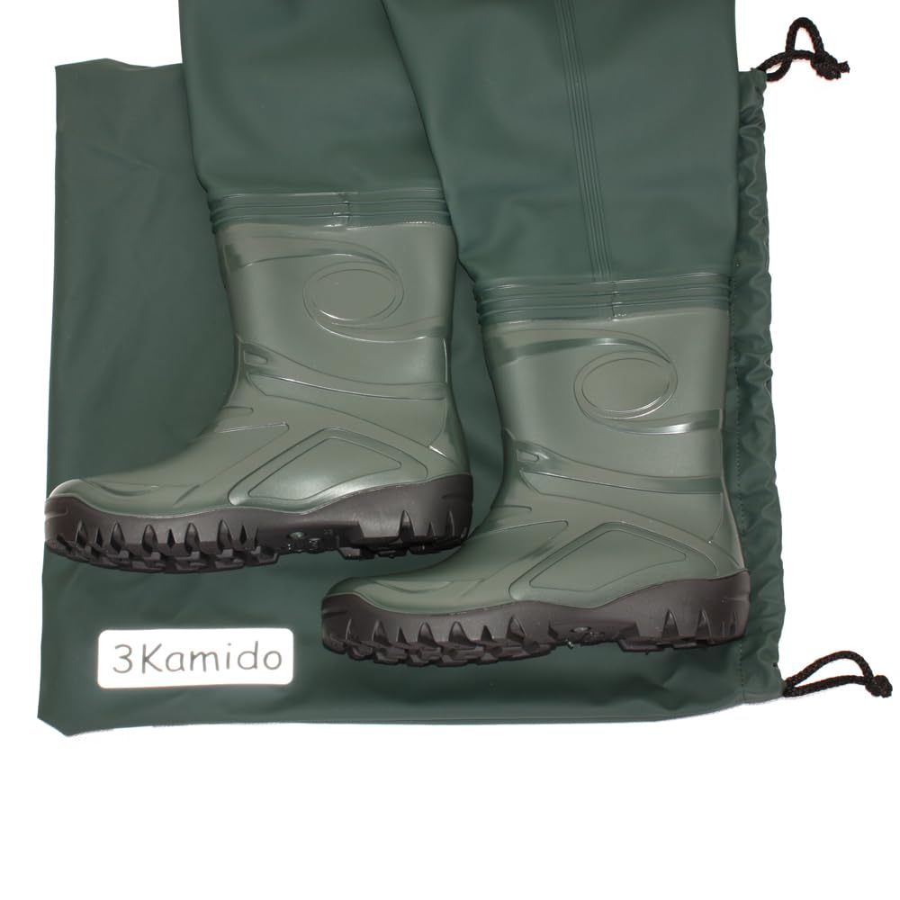 Jeunesse Cuissardes de pêche, Jeunes Waders Junior, Noir et Vert, 36, 37, 38, 39 EU, Bretelles durables, Bottes de pêche, Poitrine échassiers, Semelle Solide, Sac pour Transport