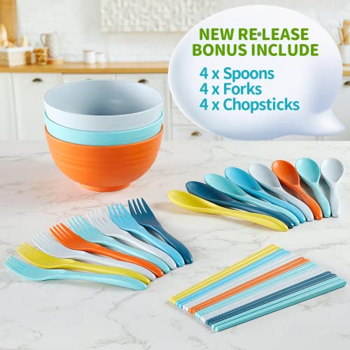 Mfacoy Unbreakable Cereal Bowls Set Of 8, 24 Oz Wheat Straw Bowls Set, Reusable Cereal Soup Bowls, Microwave And Dishwasher Safe, Bpa Free Lightweight Bowl For Kitchen, Oatmeal Bowls #TOP3