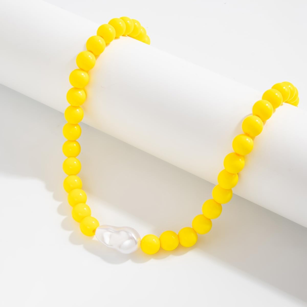Chunky Round Beads Necklace for Women Colorful Acrylic Beaded Necklace Irregular Baroque Pearl Choker Necklace Boho Summer Beach Party Prom Fashion Jewelry Present