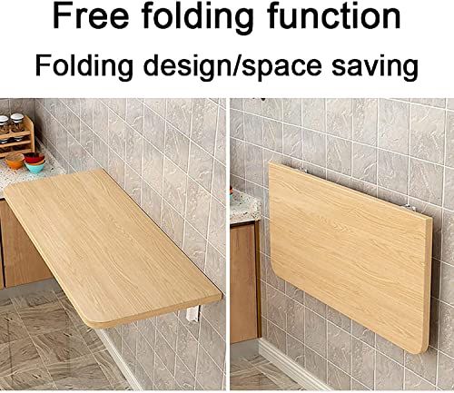 Image of Folding Wall Mounted Study Work from Home,Laptop Table /Desk; Semi Gloss Finish Color Bavarian Beech Top; Size: 16 inchx 32 inch Multipurpose Wall Mount Kitchen Shelf with MS Steel Brackets