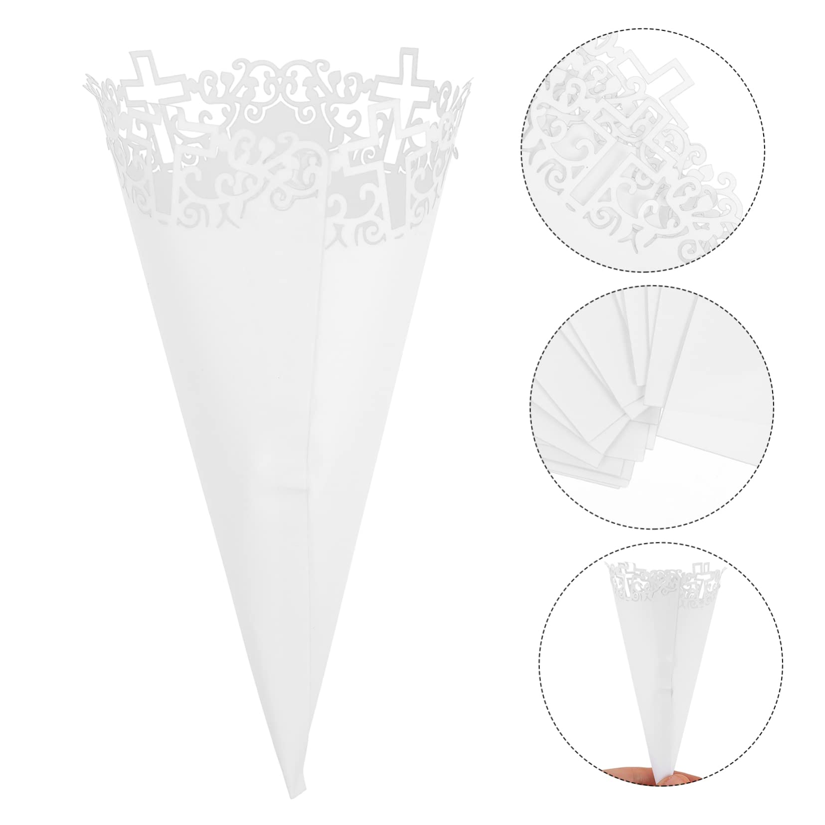 HOMSFOU 5 Sätze Papierbrunnen Weiß Mini Zapfen Party Gefälligkeiten Partydekorationen Groß Klein Hochzeitskegel Konfetti-halter Für Die Hochzeit Konfetti- 20 Stück * 5