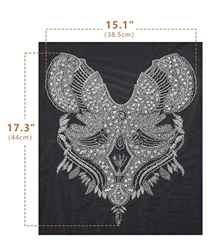 Hhq Handmade Rhinestones Applique Sewing Beads Stones Trim Lace Patches Sparkly Silvery Sew On Sequins Crystal Beaded Bodice Accessory For Wedding Dresses Diy Decorative Clothes(Wh-Dh08) #TOP5