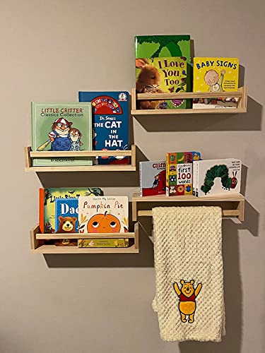 Image of Gneric Floating Shelves for Wall, Burlywood Nursery Book Shelves, 15.7 inch Kids Bookshelf, Wall Shelves for Living Room Bedroom Decor,Kitchen Spice Rack,Bathroom Storage Rack(4 Pack)