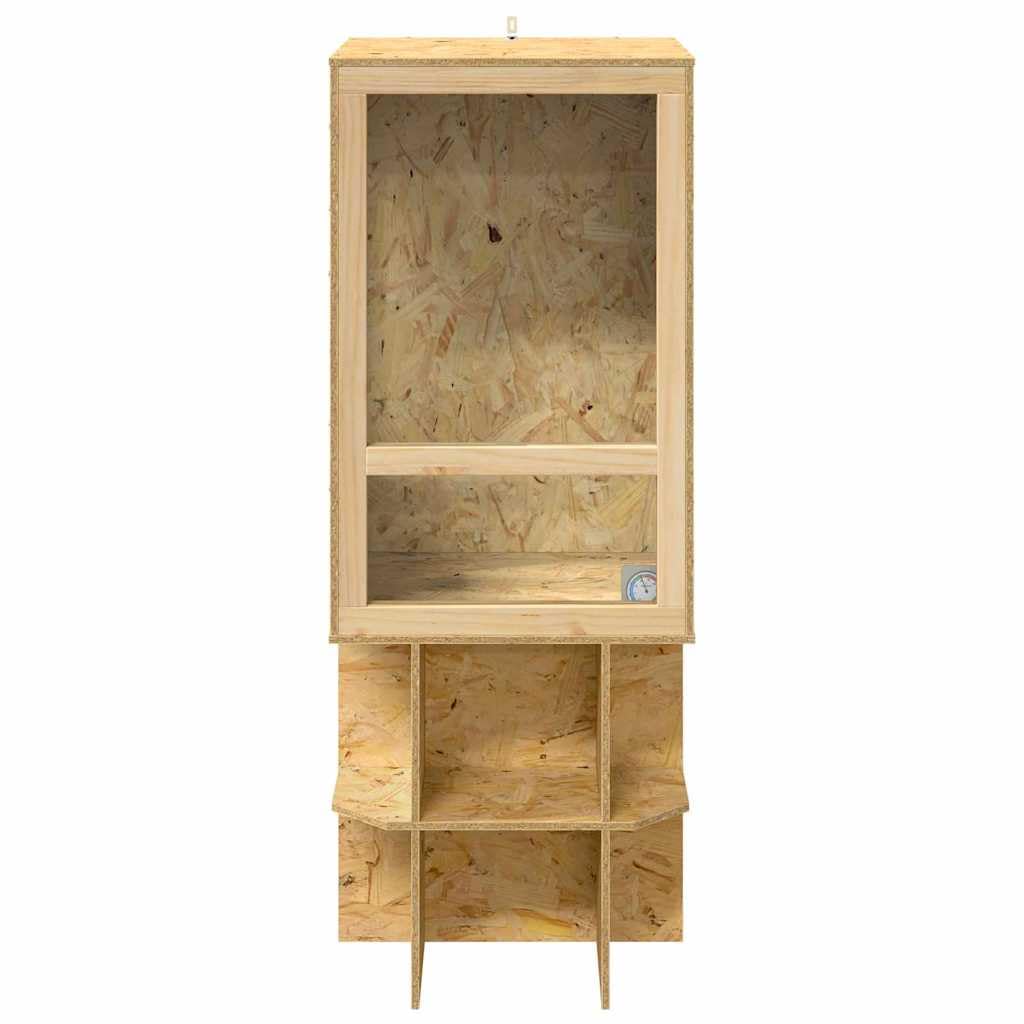 OSB Terrarium 50 x 50 x 150 cm für Reptilien und Kleintiere mit Glasschiebetüren, Klimagerechtes Gehege mit Thermometer