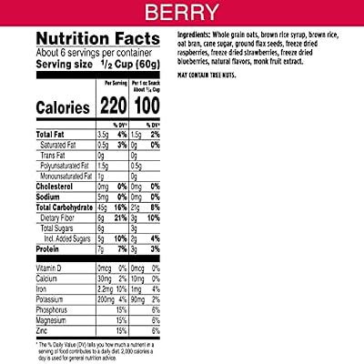 Bear Naked Granola Cereal, Vegan, Breakfast Snacks, Triple Berry Crunch (6 Bags)