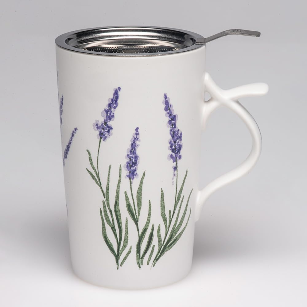 TEA SOUL Tasse Liara • Tasse en porcelaine avec couverture et filtre perforé • Capacité 400 ml