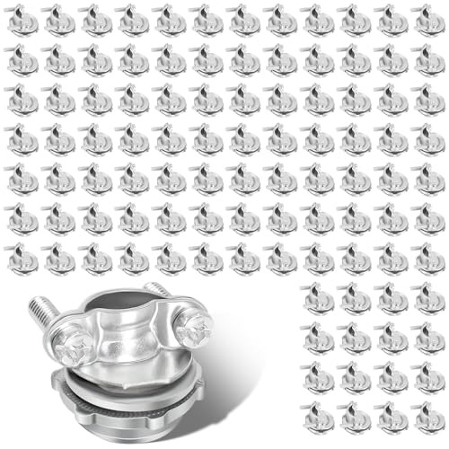 Dpwrrot 100 Packs 1/2 Cable Connectors Compatible with Romex Zinc Alloy Wire Clamps for Metallic Conduit Protect Cables NM Cables Electrical Box Silver-Zinc