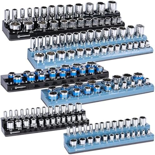 12-Piece Magnetic Socket Organizer Set — Holds 143 Sockets, 5mm Strong Magnet, Detachable Tool Tray For Garage & Home Workshop