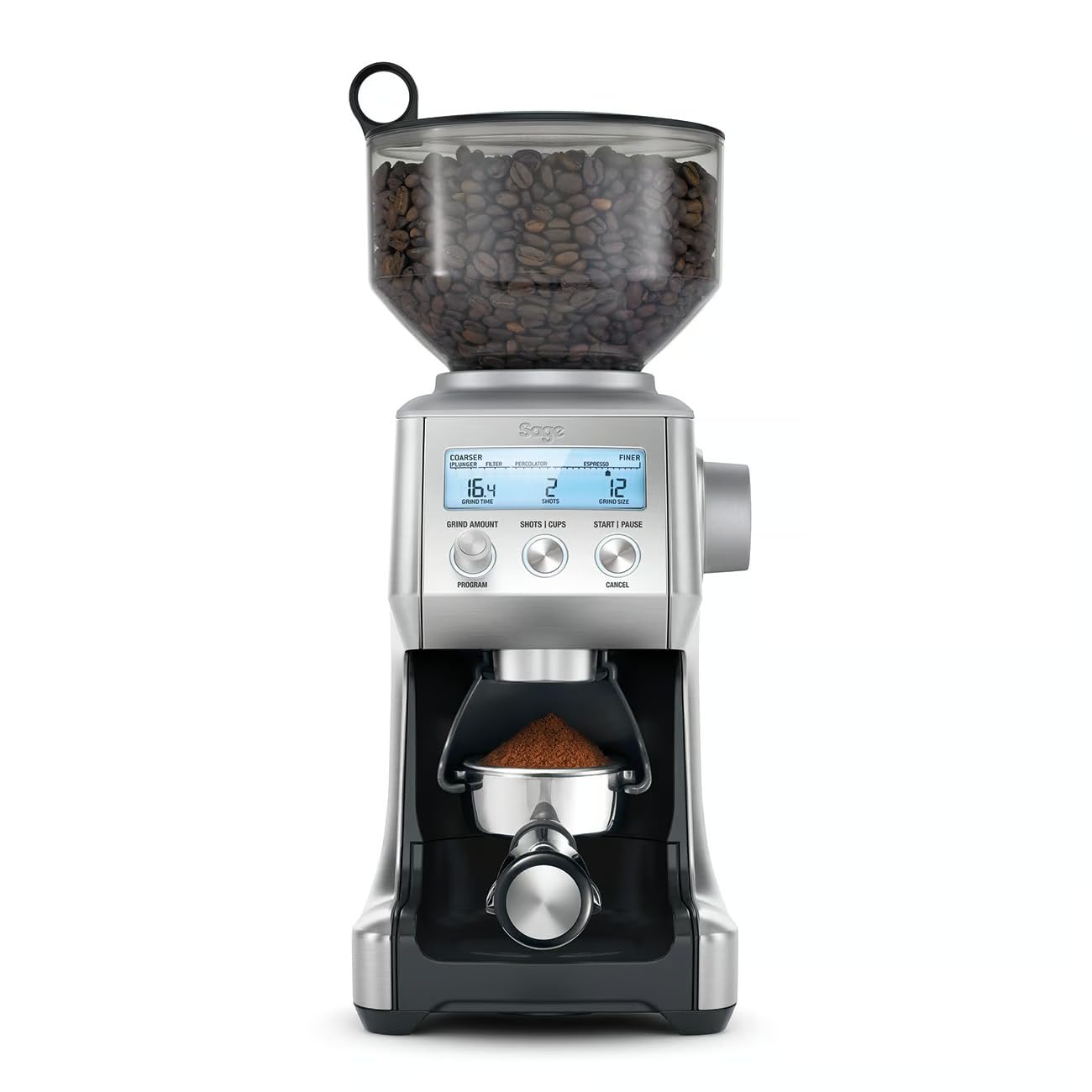 SageThe Smart Grinder Pro - Conical Burr Coffee Grinder - Programmable, Automatic - 450g Coffee Bean Capacity, 60 Precise Grind Settings - Brushed Stainless Steel