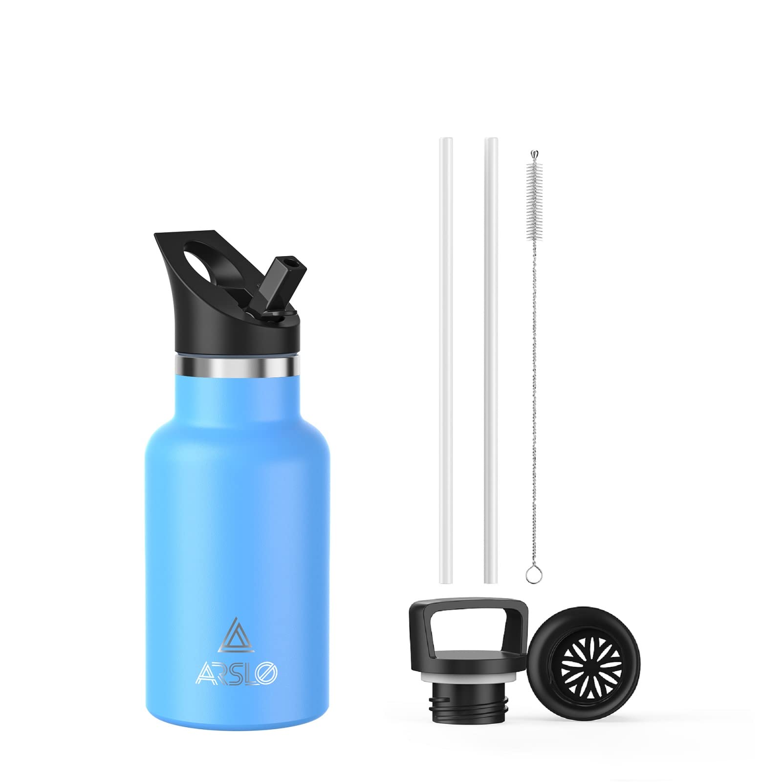 Arslo Stainless Steel Double Wall Water Bottles, Vacuum Insulated Bottle With Straw Lid, Insulated Water Bottle Keeps Water Cold for 24 Hours, Hot for