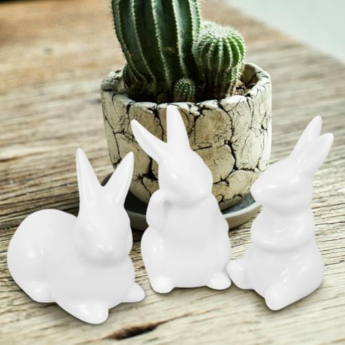 Image of BESPORTBLE Easter Bunny Decorations Spring Home Decor Bunny Figurines Easter White Rabbit Ceramic Rabbits Figurines Bunny Sculptures Rabbits Crafts Decor 5Pcs