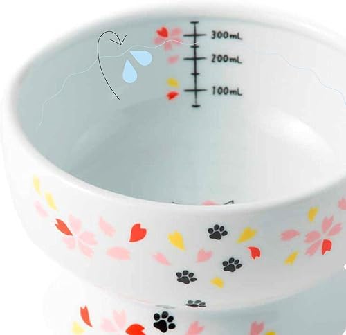 Miniatura 2 de Cuenco de agua elevado para gatos (edición limitada Sakura) Gato,puntos coloridos,Fuji,Sakura