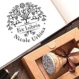 Personalisierter Stempel Baum des Lebens, Ex libris Stempel Baum Blütenbaum Personalisiert, Stempel Individueller Text Holz, Einzigartige Kraft Geschenkbox