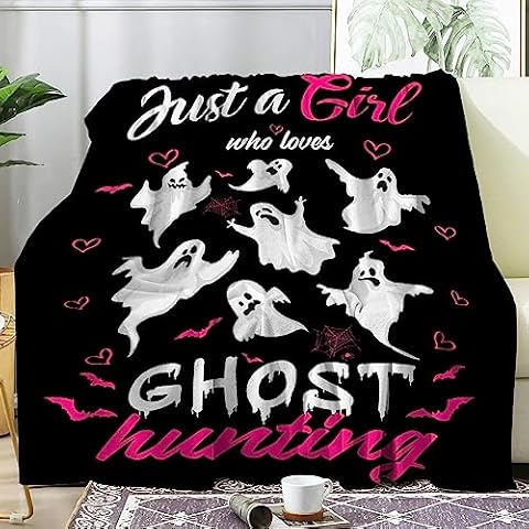 Bedembrace Ghost Blanket Gift for Boys Girls, Halloween Throw Blanket Spooky Gifts for Adults Decor Bats Plush Soft Lightweight Flannel Fleece Spider Webs Skull Blankets for Sofa Bed Couch 80x60In Cover