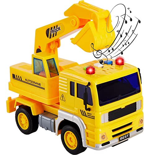 HERSITY Camiones Excavadora de Juguetes Coches de Friccion Vehículos de Construcción Juguetes con Luces y Sonidos Regalos para Niños 3 4 5 Años Cover