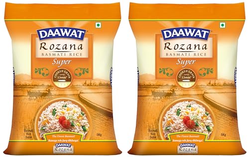 Image of Daawat Rozana Super, Naturally Aged, Rich Aroma,Perfect Fit for Everyday Consumption Basmati Rice, 5 Kg (Pack of 2)