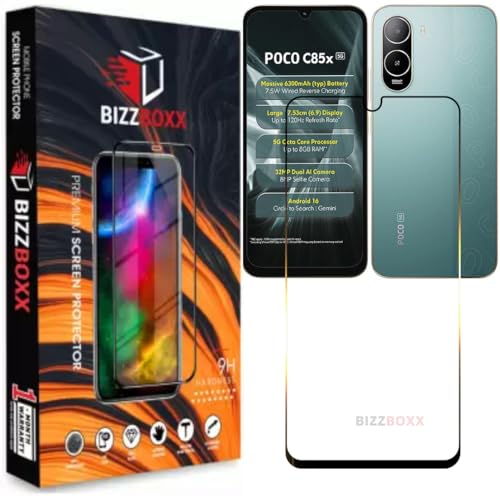 Image of Tempered Glass For POCO C85x 5G Screen Protector Guard - HD Clarity, Anti-Fingerprint Screen Guard (For POCO C 85x - 6.9 inch) With Installation Kit - Pack of 1