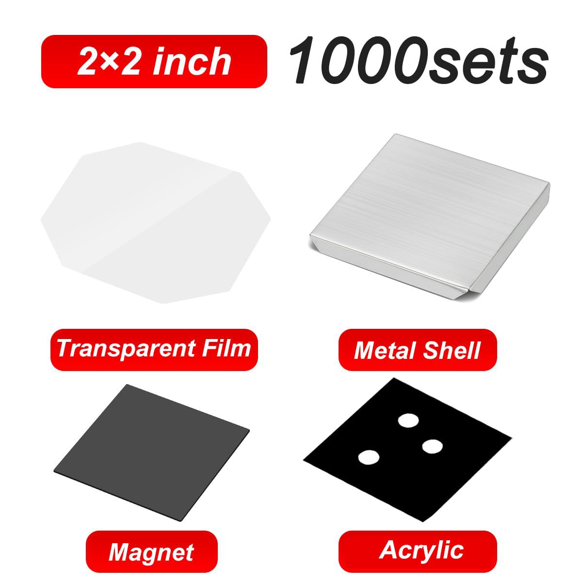 Materiały Do Magnesów, Zestaw Do Robienia Magnesów Oraz Papier Fotograficzny Magnesy Dla Hobbystów I Twórców Rękodzieła Acrylic/2x2in-1000set