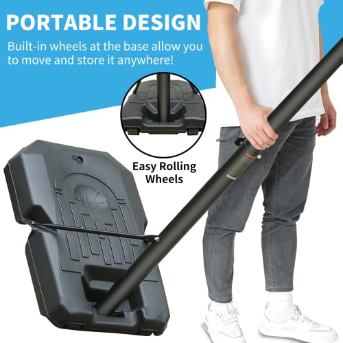 Canestro da basket per esterni con supporto, regolabile in altezza, 198-305 cm, supporto mobile per bambini e adulti, rete resistente alle intemperie, pannello posteriore in PVC ad alta resistenza