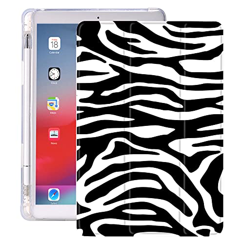 Idocolors Pad Case for iPad Mini 6 - Zebra White Case with Black and White Pattern Art, Anti-Scratch, Shockproof, Pencil Holder, Lightweight, Smart Trifold Stand