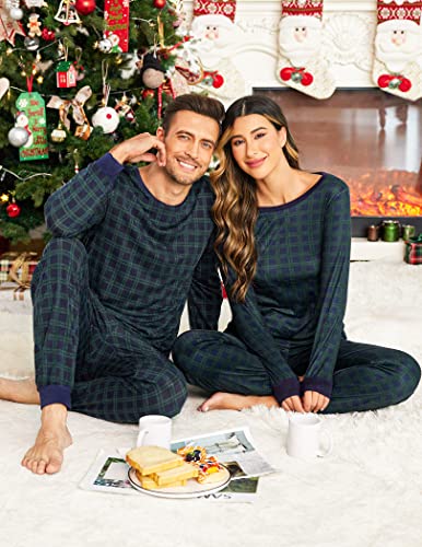 Ekouaer Pajamas for Couple Matching Pjs Long Sleeve Plaid Sleepwear Soft Loungewear with Pockets S-XXL3