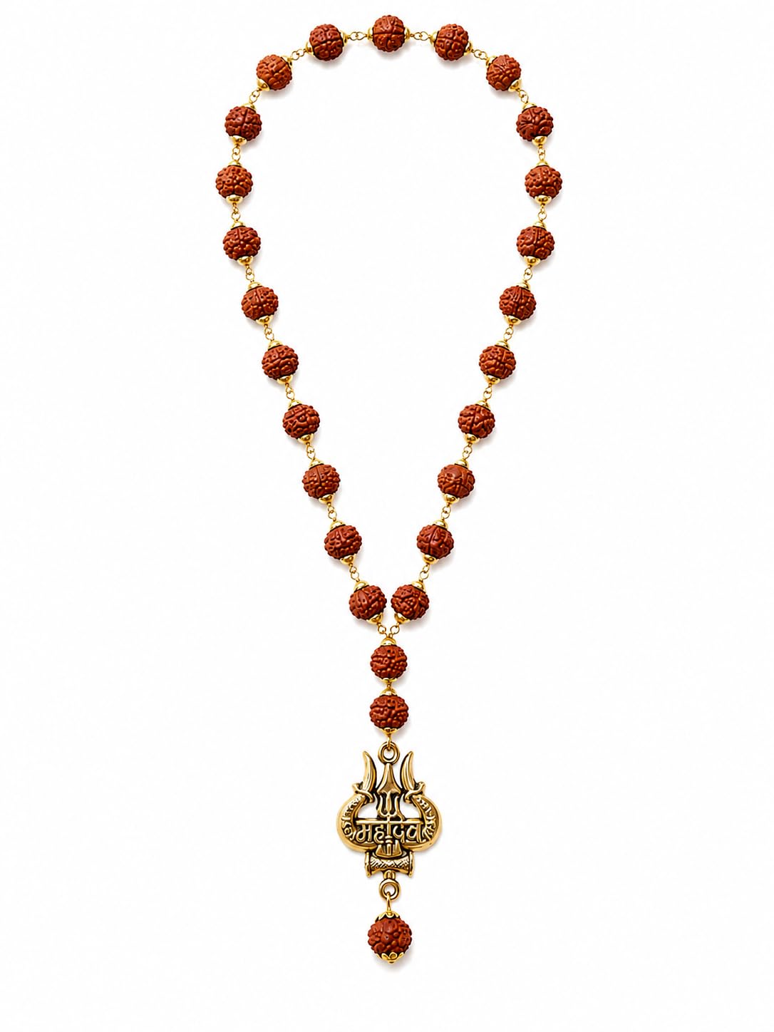 5 Mukhi Rudraksha Mala with Om Shiva Trishul Pendant | Nepal Origin 5 Mukhi Rudraksha Mala for Peace, Protection & Spiritual Growth | Shiva Trishul for Women & Men | Gift for Man & Woman-image-11