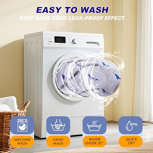 Image of Washable Dog Pee Pads, Non-Slip Waterproof, 48 x 48 in, 2 Pack, Dolphin | Super absorbent, waterproof and non-slip; washable, reusable dog pads for crates, playpens, floors, furniture and travel