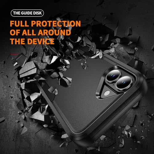 Image of Cubix Full Body Armor Cover for iPhone 16 Plus Pouch Hard PC + Soft TPU 3-Layer Military Grade Back Case (Black)