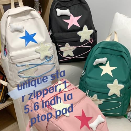 Y2K Backpack Star Backpack Preppy Backpack Cute Aesthetic Backpack Women College y2k Accessories (beige)4