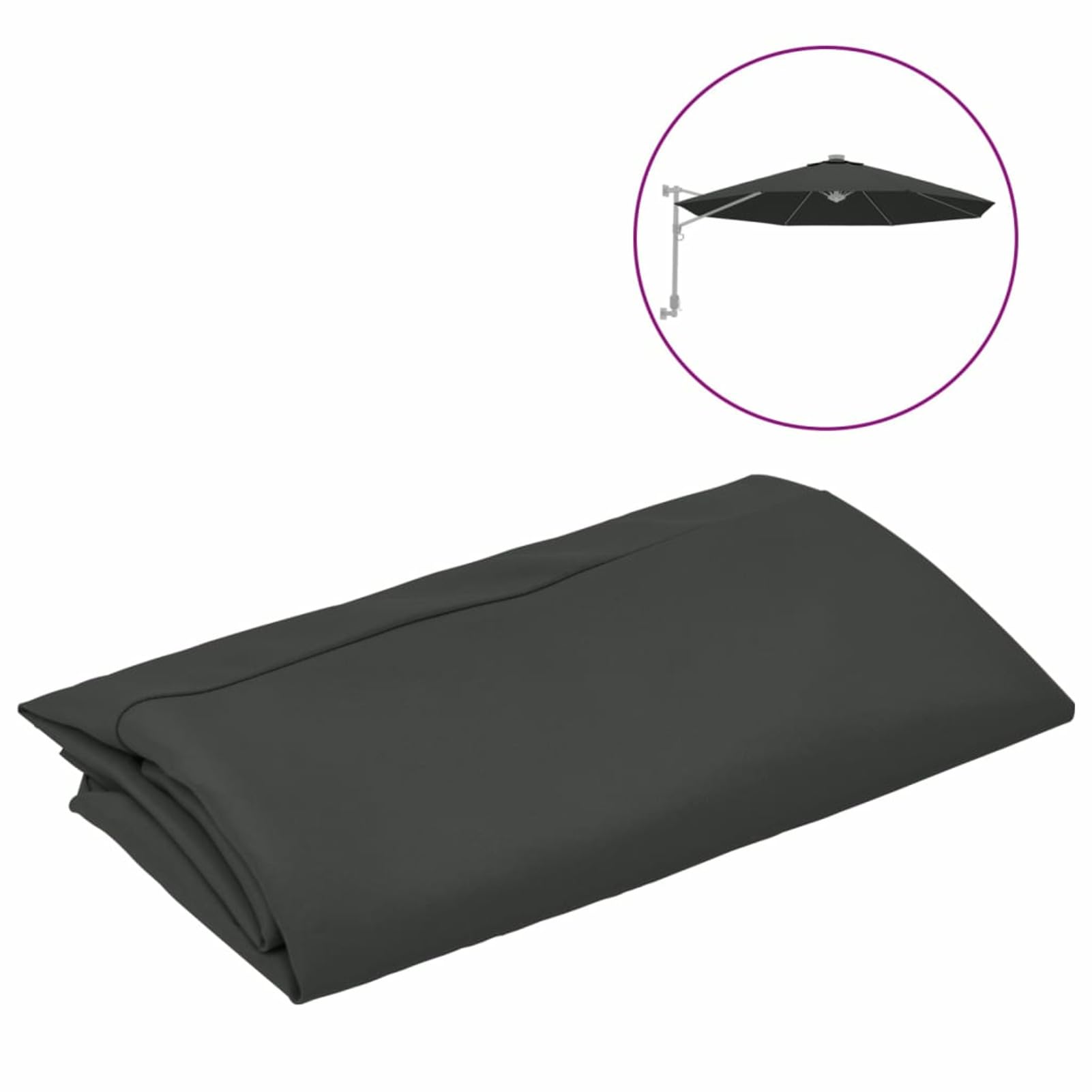 ZEYUAN Tissu de Remplacement pour Parasol déporté Anthracite 350 cm,Housse de Rechange pour Parasol,Imperméable,Anti-UV, Tissu de Remplacement pour Parasol