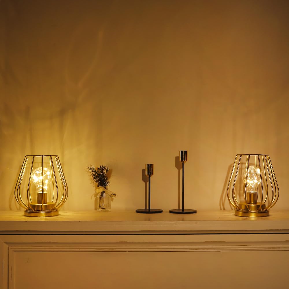 TRIROCKS Lot De 2 Lampes à Piles De 17 Cm De Haut, Sans Fil, Lampes De