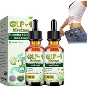 HHVB GLP-1 Health Boost Drops, HHVB GLP-1 Moringa & Health Boost Drops, HHVB Organic Moringa GLP-1, Gut & Digestive Immune & Energy Support (one Size, 2pcs)