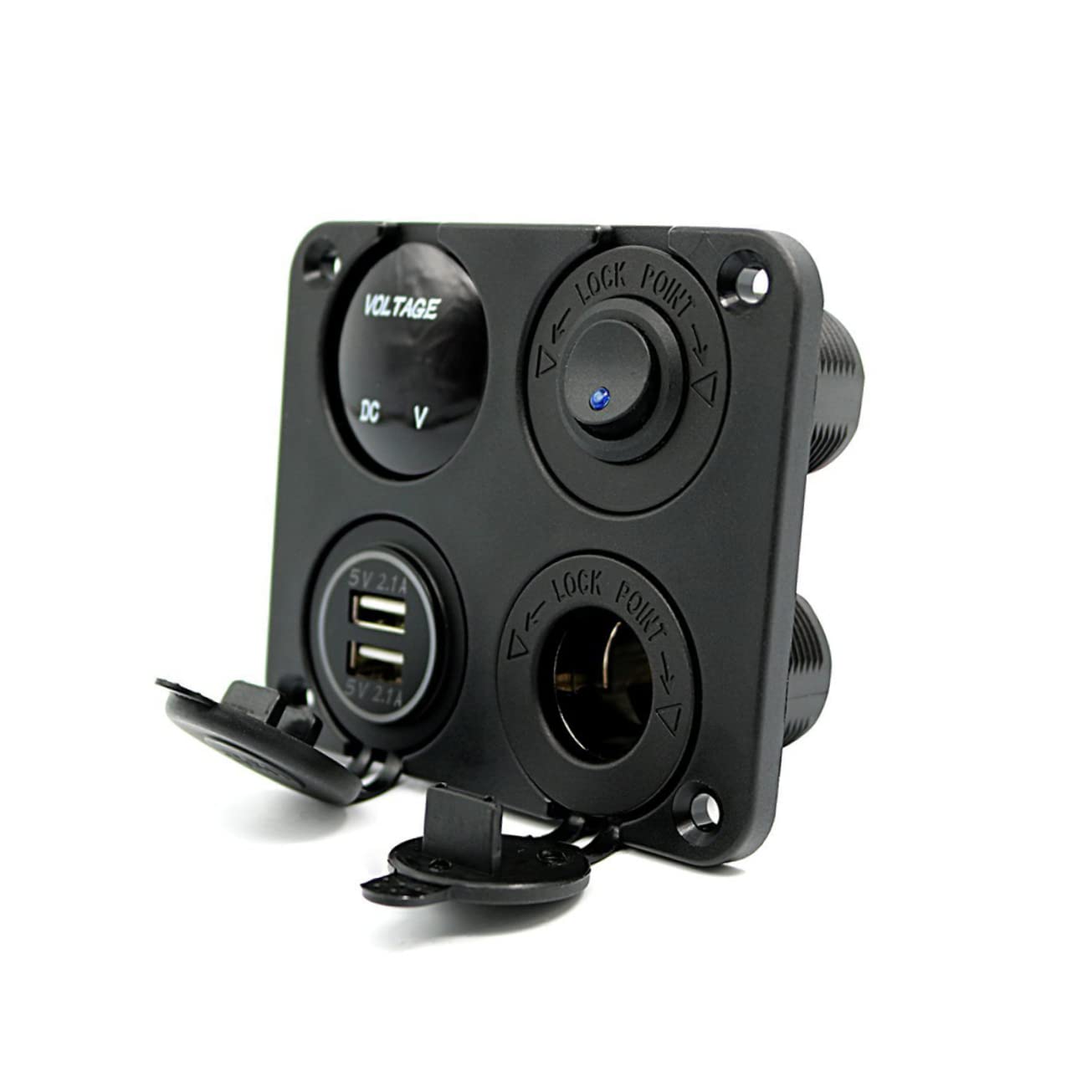 Toma de Corriente USB para Coche Voltímetro y Tapa
