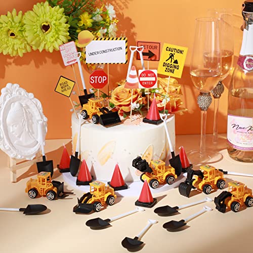 Sratte 40 Pcs Construction Cake Toppers Vehicles Cake Decoration Set Includes 6 Construction Truck Cake Toppers thumb #4