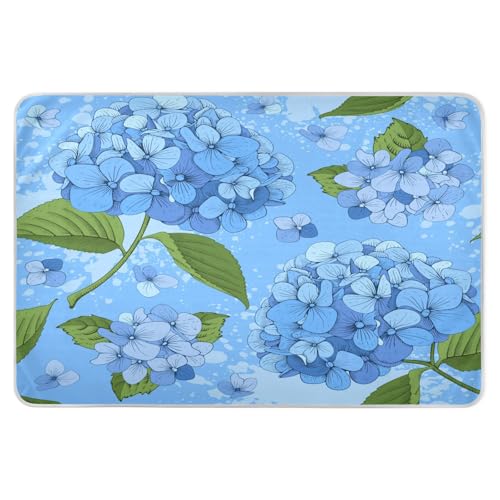 susiyo Luxury Hydrangea Blue Bed Pads for Incontinence Mattress Protector Anti-Slip Waterproof Pads (56